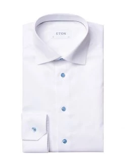 Eton Contemporary-Fit Twill Dress Shirt With Blue Details For Men