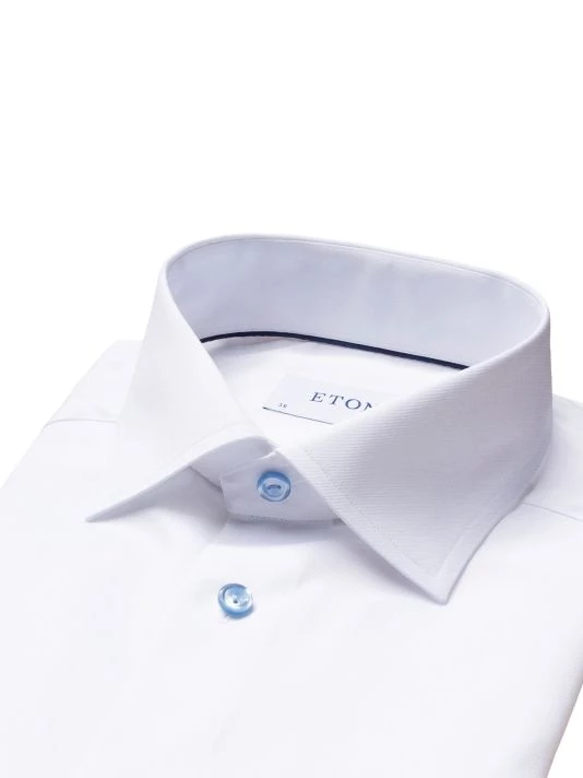 Eton Contemporary-Fit Twill Dress Shirt With Blue Details For Men - Image 2