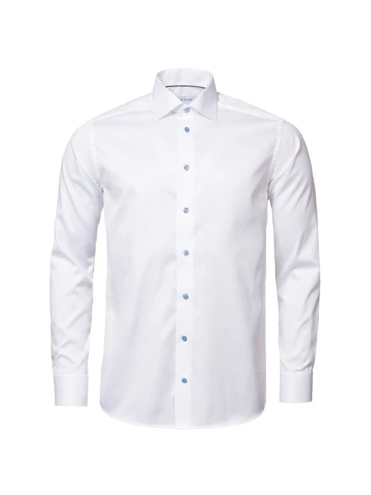Eton Contemporary-Fit Twill Dress Shirt With Blue Details For Men - Image 3