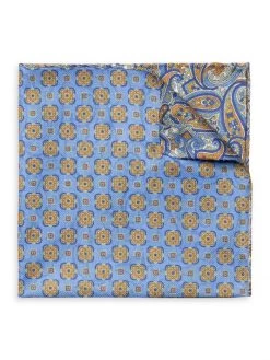 Eton Geometric Print Double-Sided Pocket Square For Men