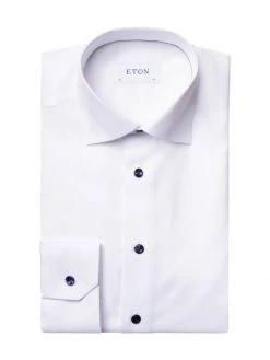 Eton Slim-Fit Twill Dress Shirt With Navy Details For Men