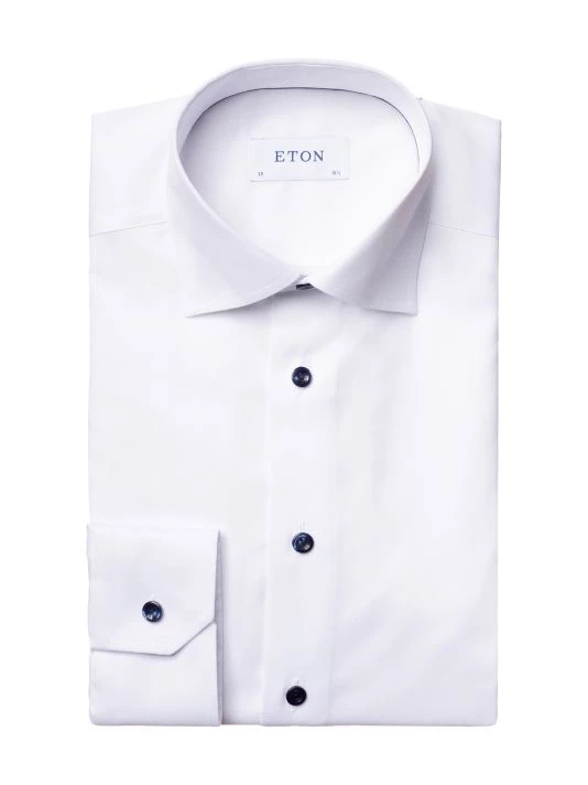 Eton Slim-Fit Twill Dress Shirt With Navy Details For Men