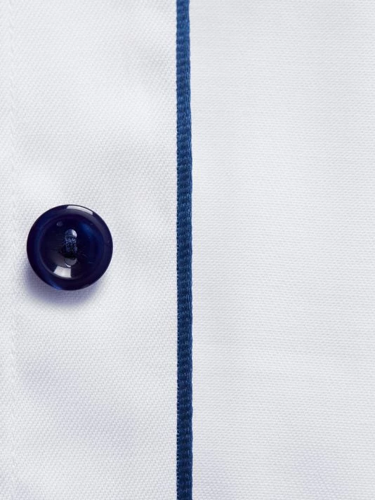 Eton Slim-Fit Twill Dress Shirt With Navy Details For Men - Image 2