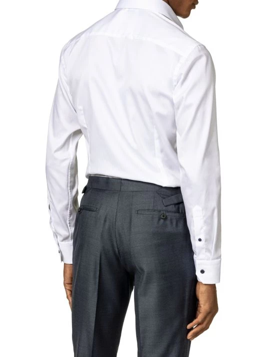 Eton Slim-Fit Twill Dress Shirt With Navy Details For Men - Image 4