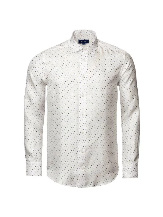 Eton Slim-Fit Geometric Print Silk Shirt For Men - Image 2