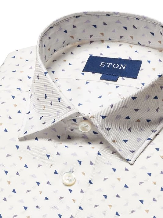Eton Slim-Fit Geometric Print Silk Shirt For Men - Image 3