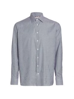Eton Contemporary-Fit Check Stretch Dress Shirt For Men