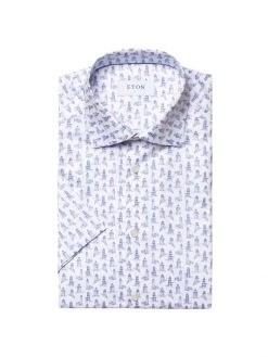Eton Contemporary-Fit Lighthouse Print Short-Sleeve Shirt For Men