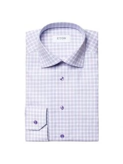 Eton Slim-Fit Plaid Stretch Shirt For Men