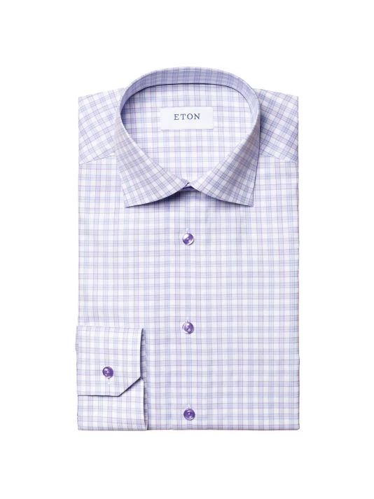 Eton Slim-Fit Plaid Stretch Shirt For Men