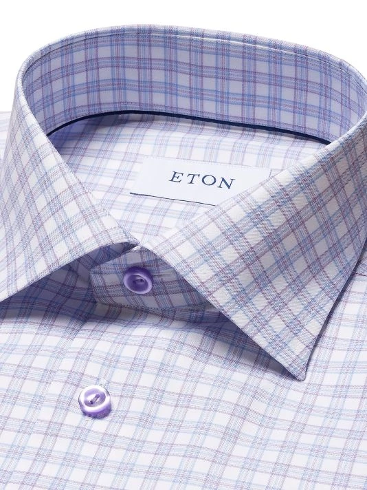 Eton Slim-Fit Plaid Stretch Shirt For Men - Image 3