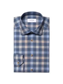 Eton Slim-Fit Plaid Melange Shirt For Men