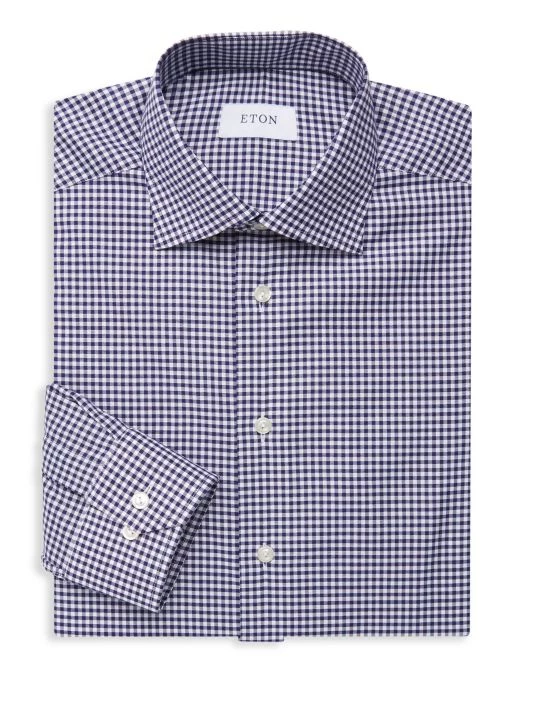Eton Slim-Fit Check Cotton Dress Shirt For Men
