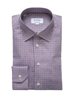 Eton Contemporary-Fit Tattersall Check Cotton Long-Sleeve Shirt For Men