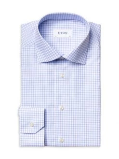 Eton Slim-Fit Grid Dress Shirt For Men