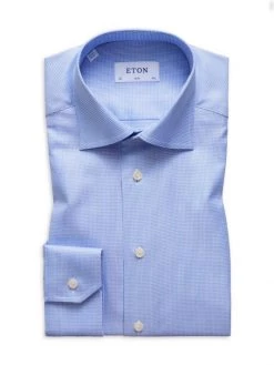 Eton Slim-Fit Houndstooth Twill Dress Shirt For Men