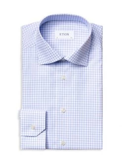 Eton Contemporary-Fit Natural Stretch Check Shirt For Men