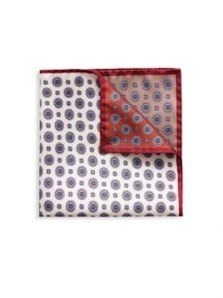 Eton Medallion Print Silk Pocket Square For Men
