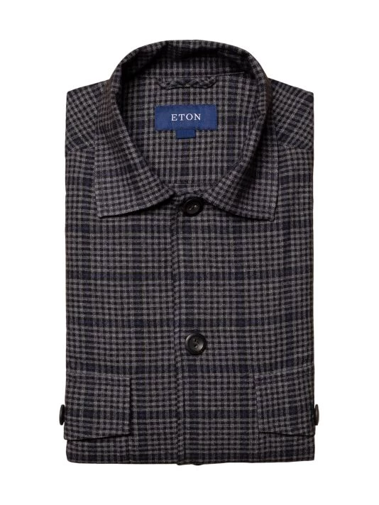 Eton Check Cotton-Blend Shirt Jacket For Men - Image 5