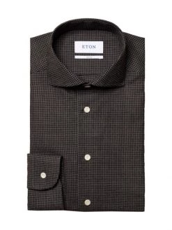 Eton Contemporary-Fit Houndstooth Merino Wool Dress Shirt For Men