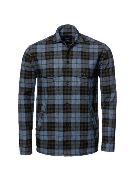 Eton Plaid Cotton-Blend Shirt Jacket For Men