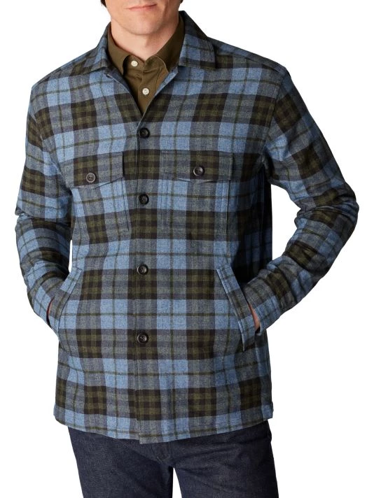 Eton Plaid Cotton-Blend Shirt Jacket For Men - Image 2