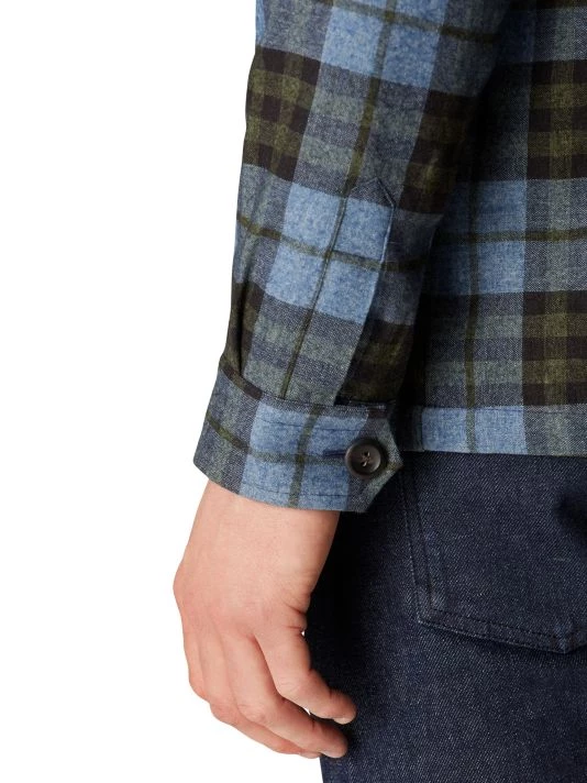 Eton Plaid Cotton-Blend Shirt Jacket For Men - Image 4