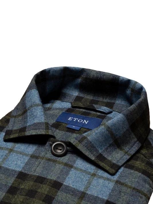 Eton Plaid Cotton-Blend Shirt Jacket For Men - Image 7
