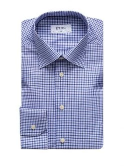 Eton Slim-Fit Plaid Dress Shirt For Men